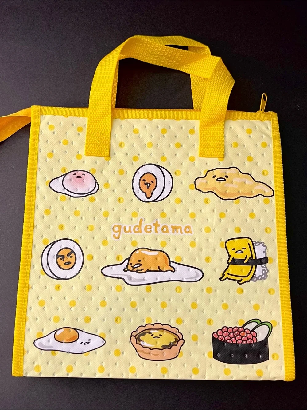 Sanrio Gudetama Yellow Insulated Skater Tote Lunch Bag with Handles